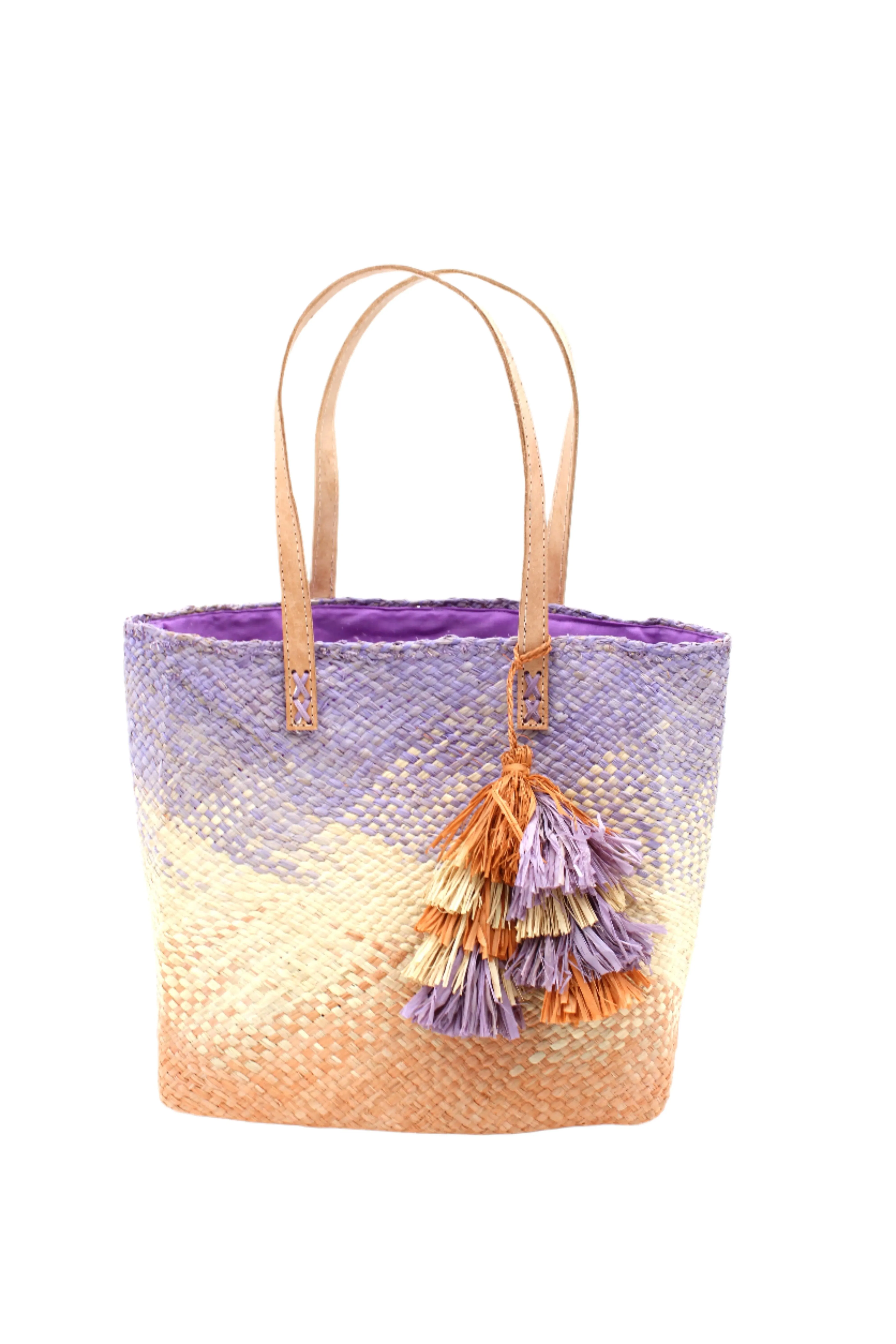 Holden Ombre Straw Handbag with Tassel Charm Embellishment