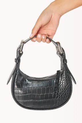 Iggy Shoulder Bag Black Patent Croc