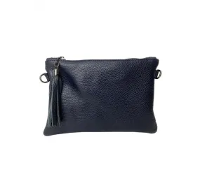 Italian Leather Black Shoulder Bag Wristlet