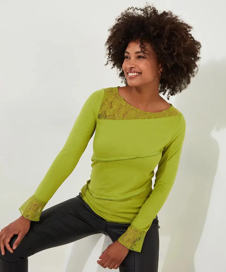 Joe Browns 18 Green Josie Lace Trim Top