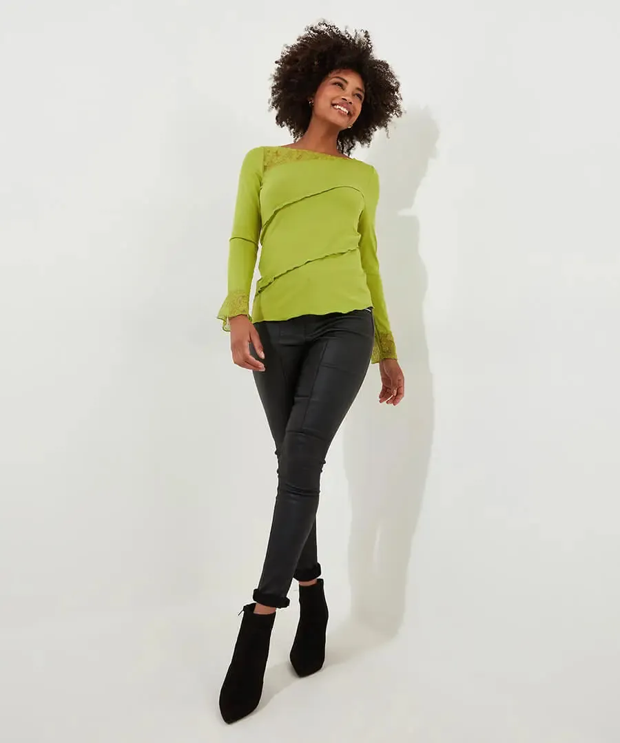 Joe Browns 18 Green Josie Lace Trim Top
