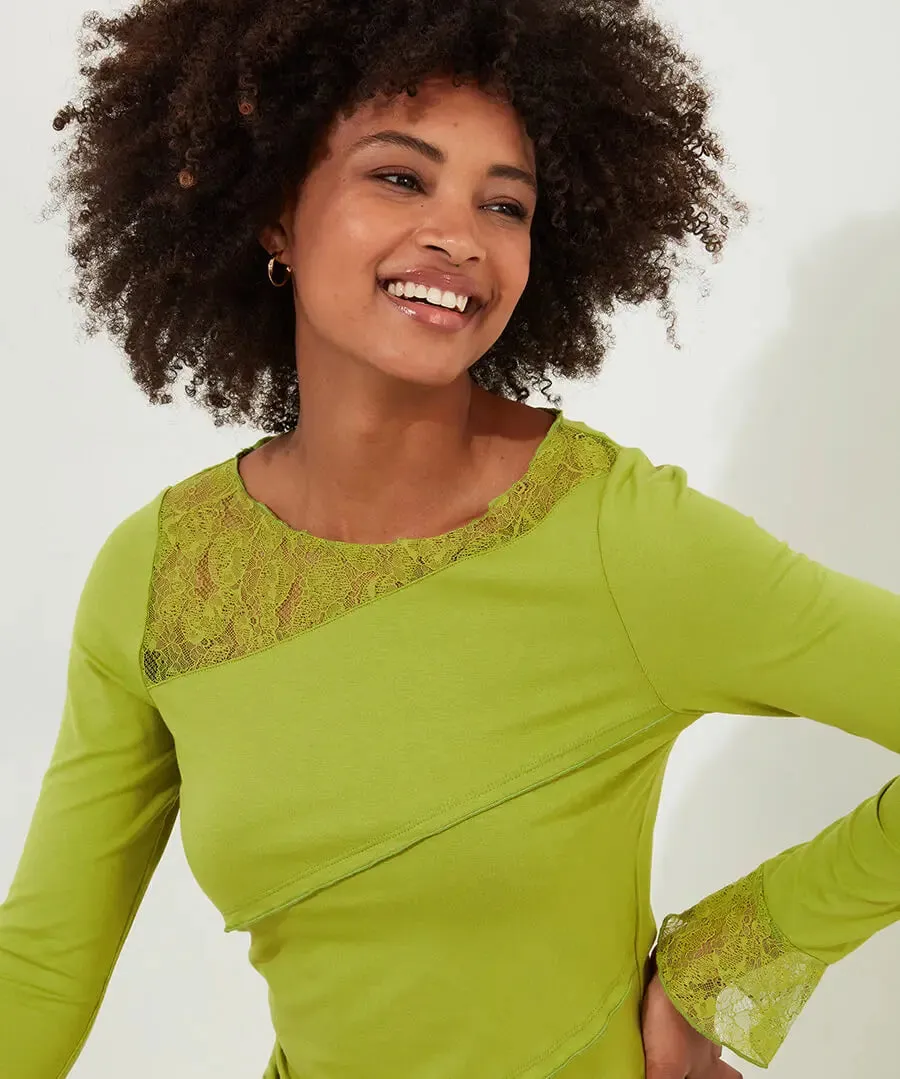 Joe Browns 18 Green Josie Lace Trim Top
