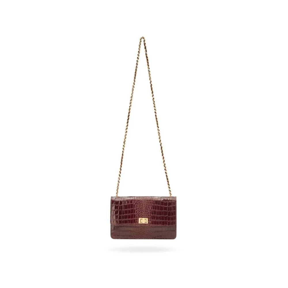 Julia Bag - Burgundy Croc