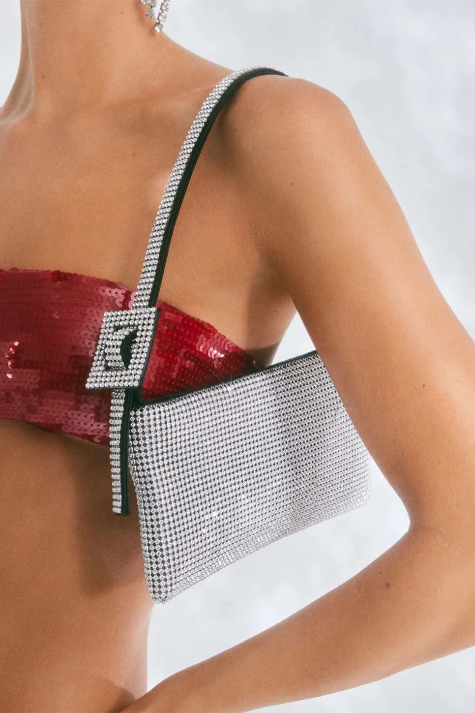KIZ SHOULDER BAG - SILVER DIAMANTE