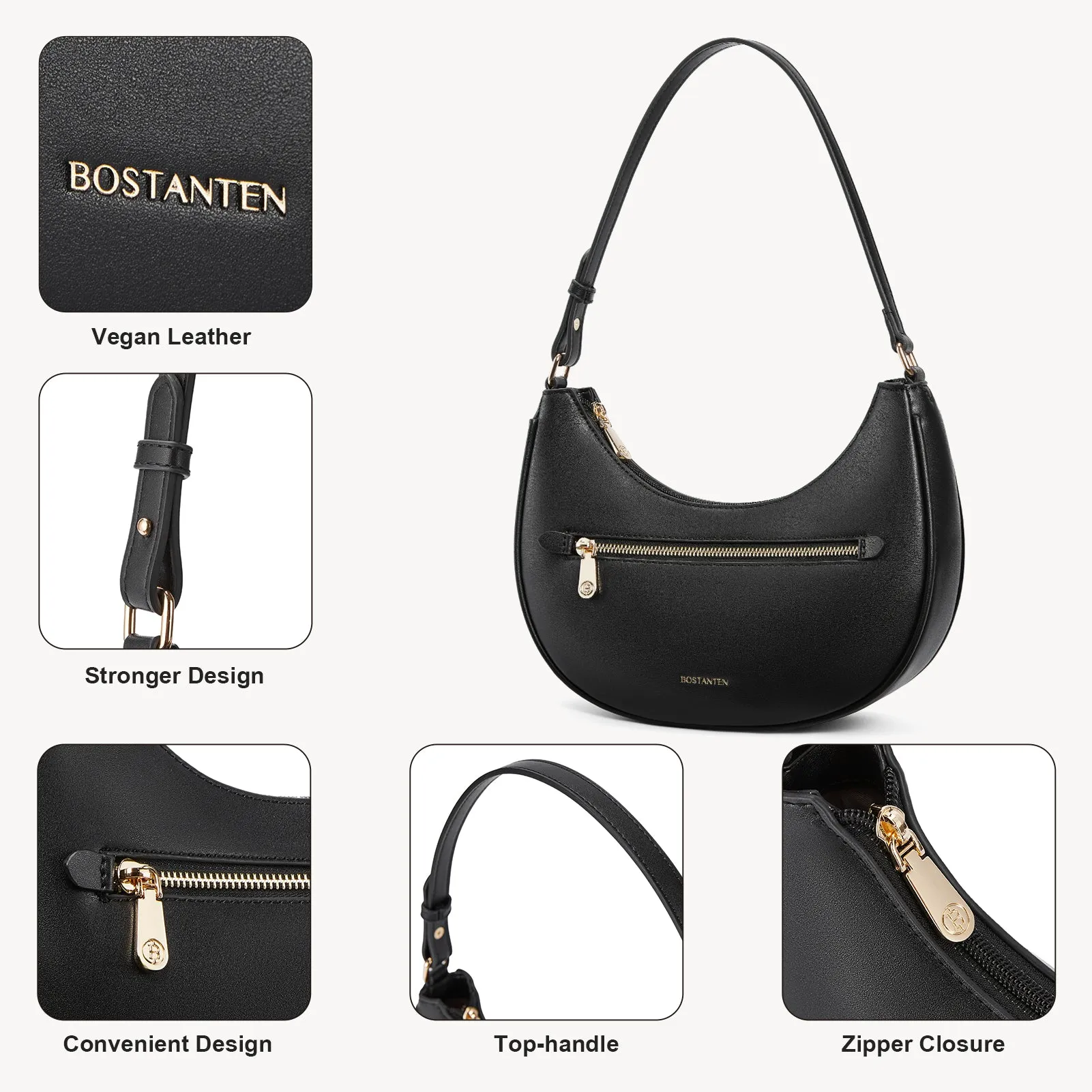 Kweli Crescent Shoulder Bag with Zip Pocket