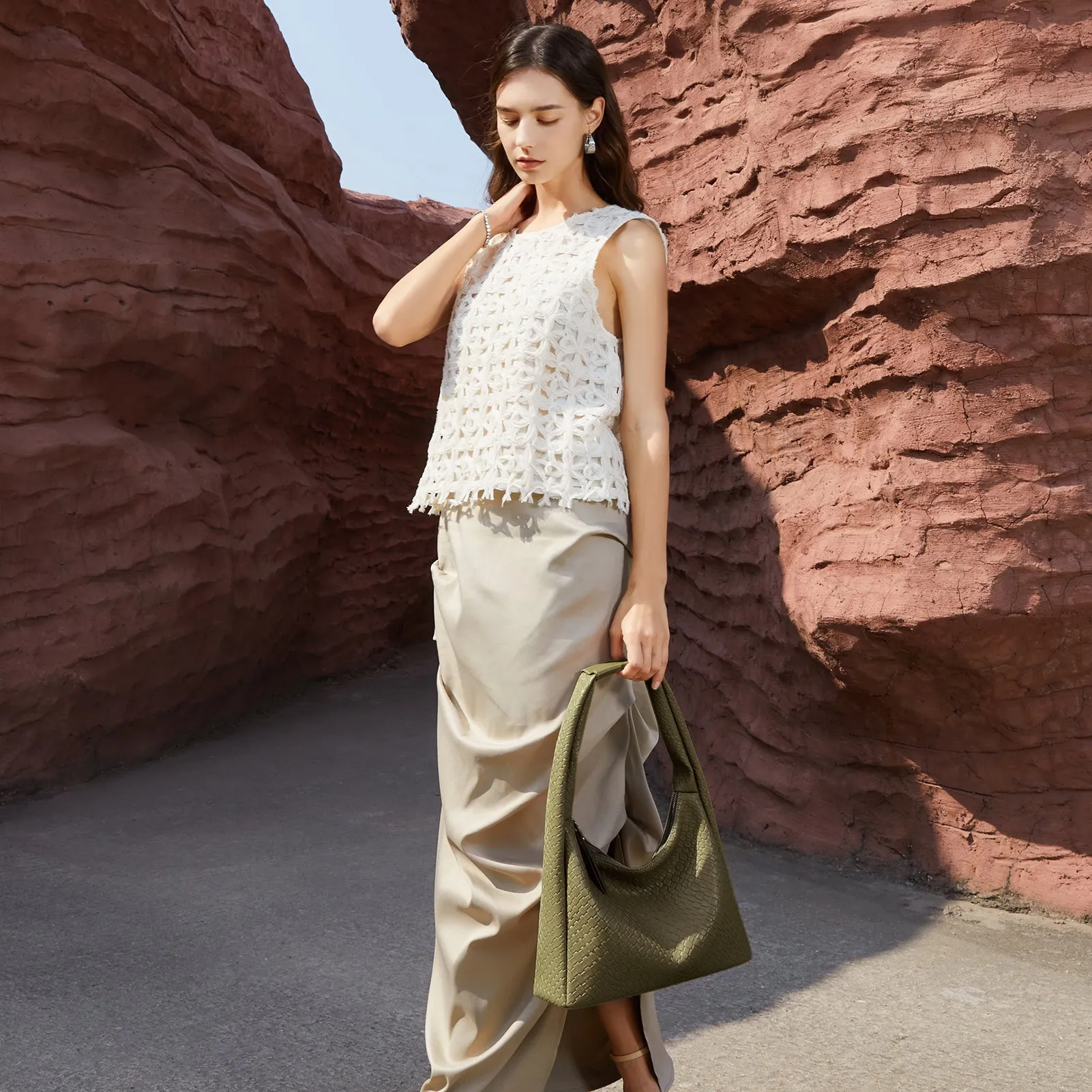 KWELI Croc Structured Curved Hobo Handbags