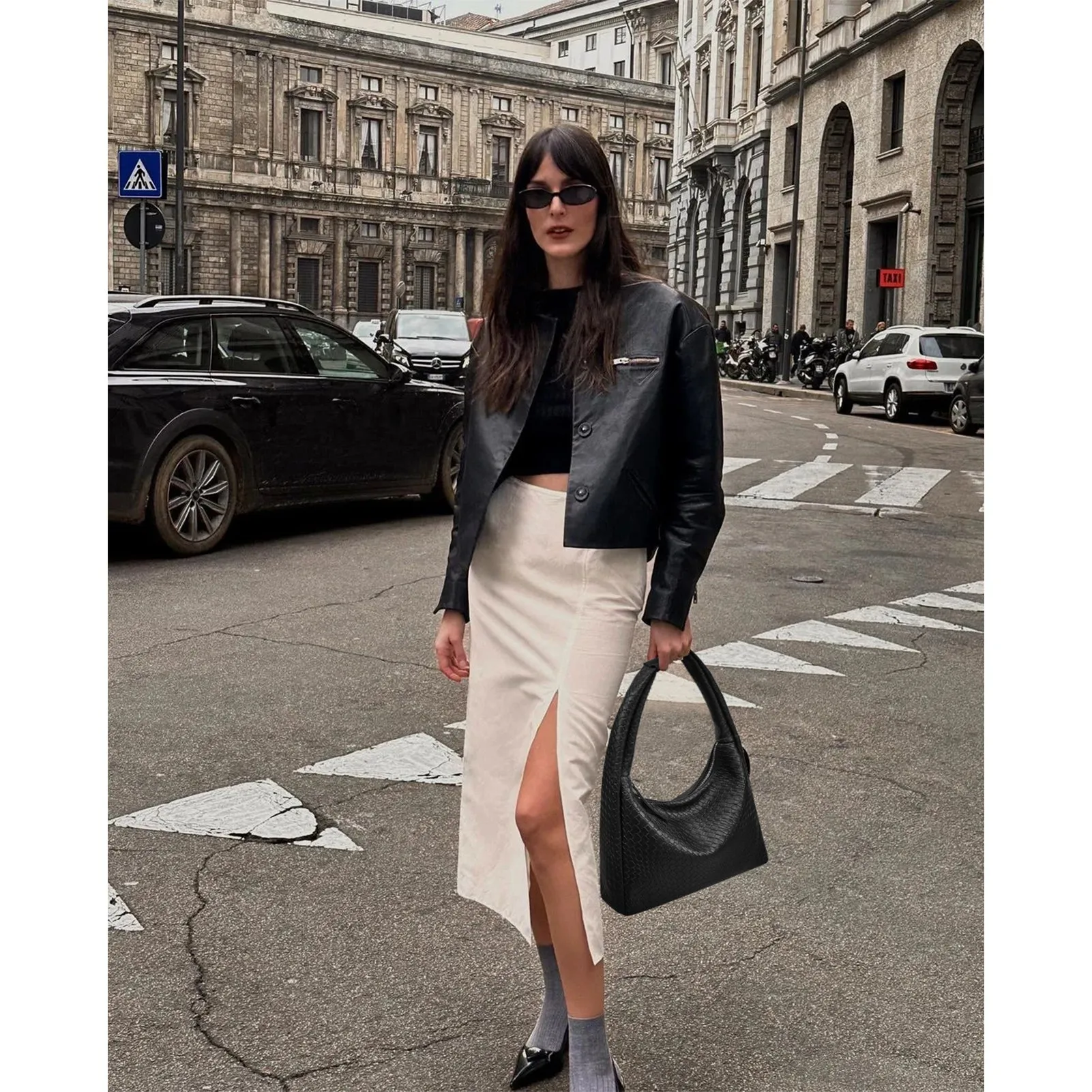 KWELI Croc Structured Curved Hobo Handbags