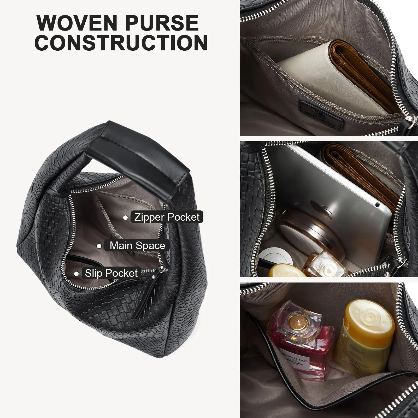 KWELI Croc Structured Curved Hobo Handbags