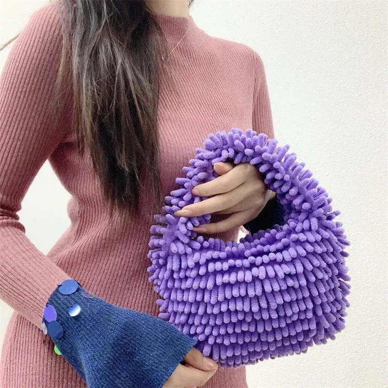 Ladies Fuzzy mini hobo handbag