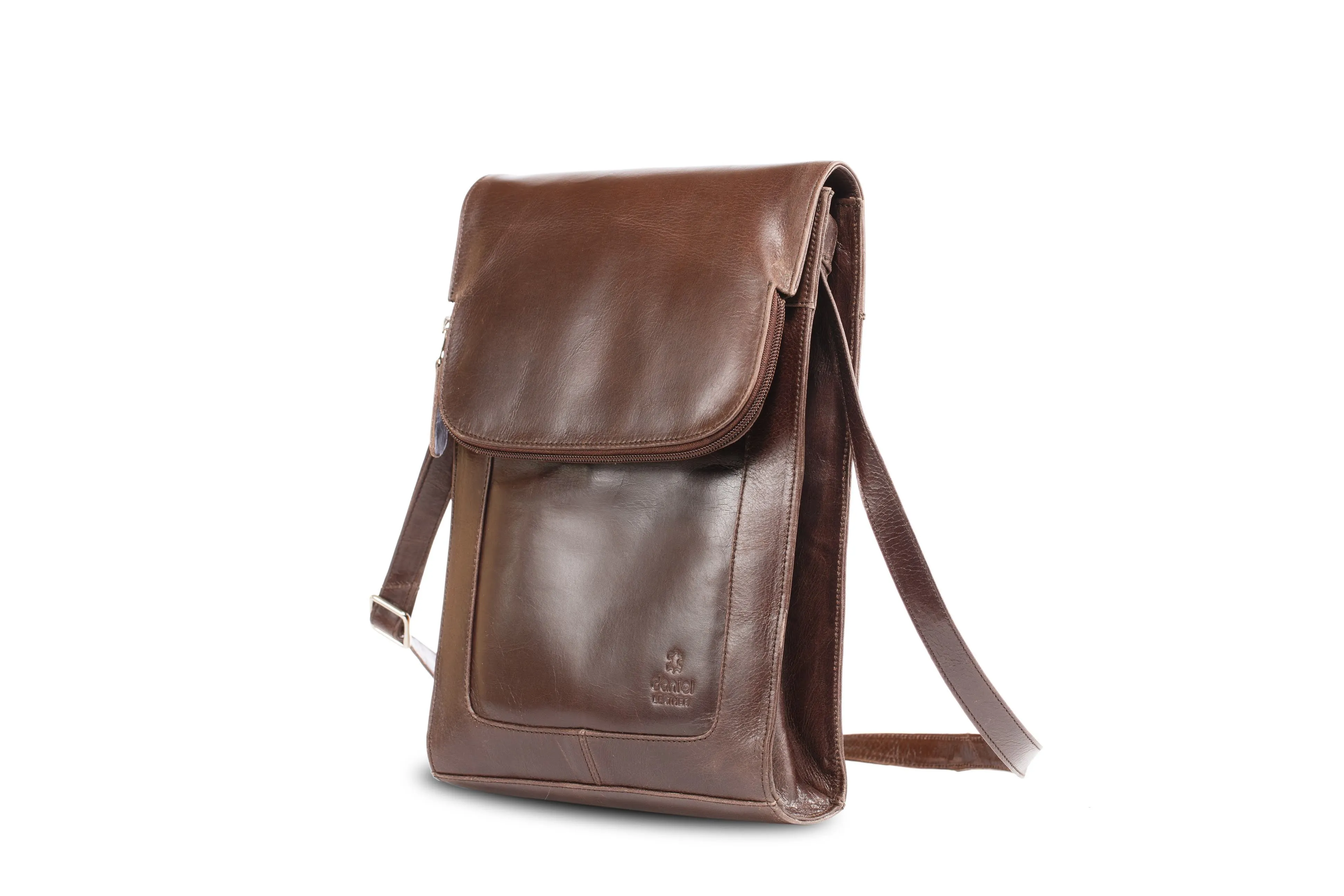 Large Women Men Real Vintage Brown Leather Messenger Shoulder Cross Body Bag