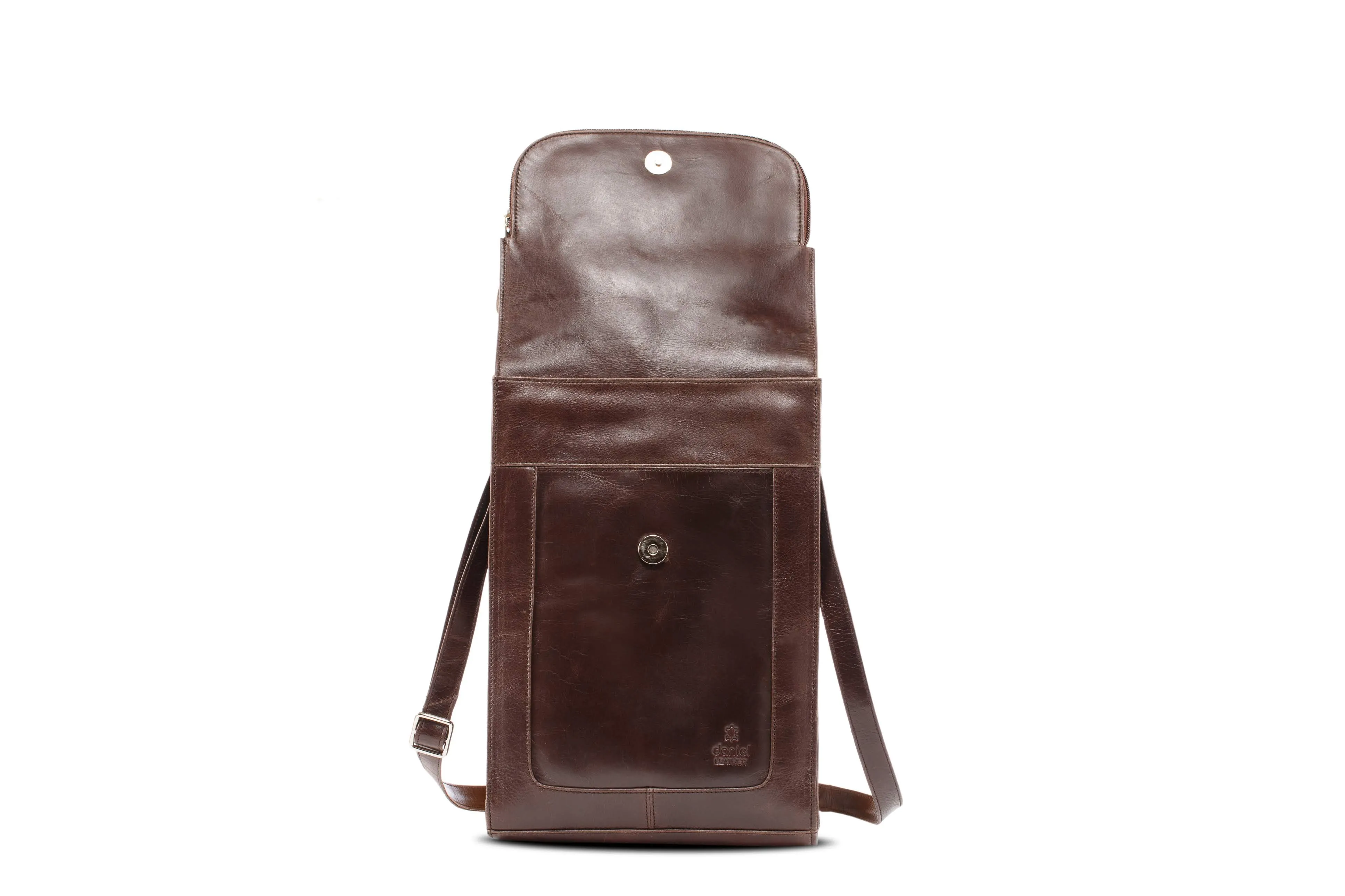 Large Women Men Real Vintage Brown Leather Messenger Shoulder Cross Body Bag