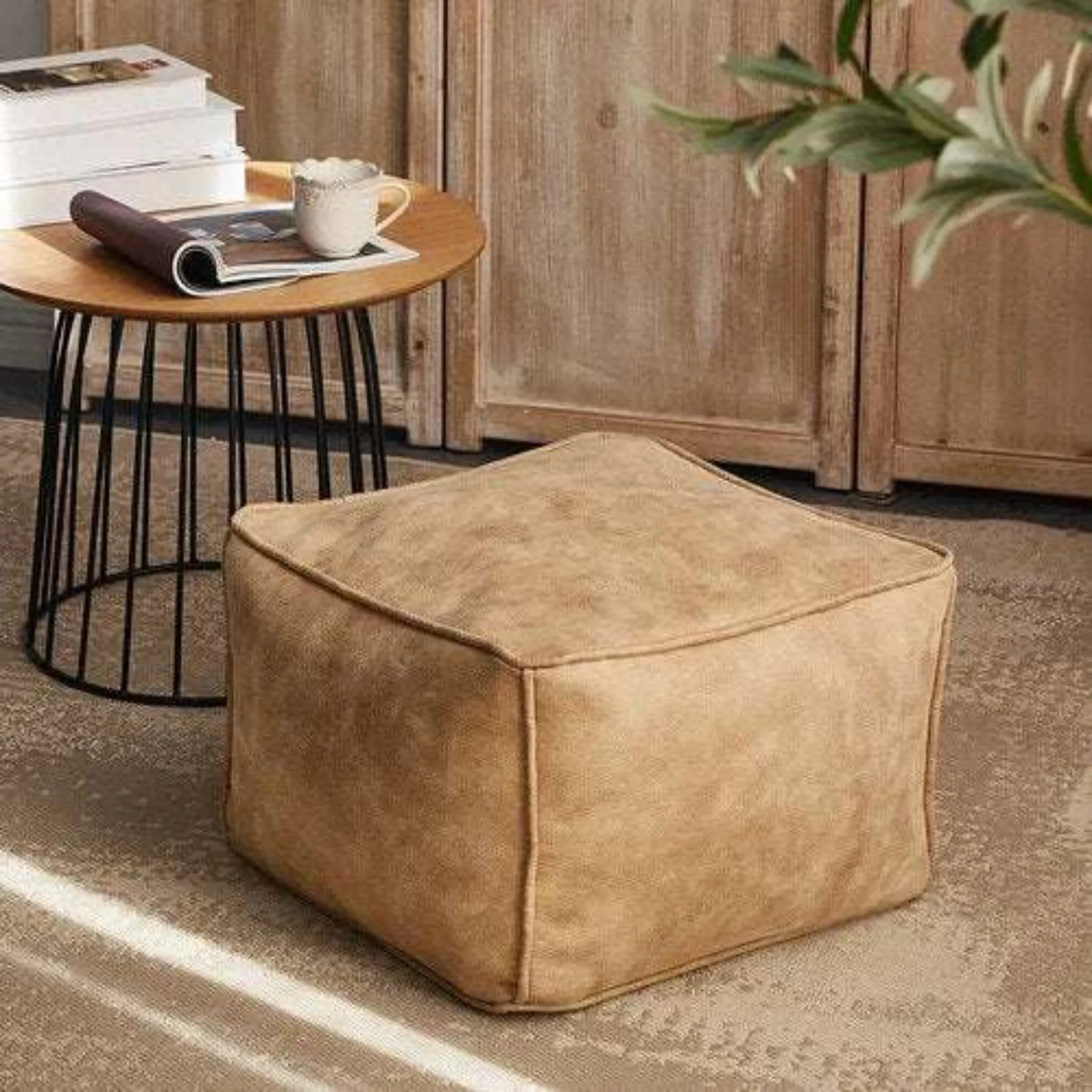 Leather Lazy Bean Bag Chair Cover