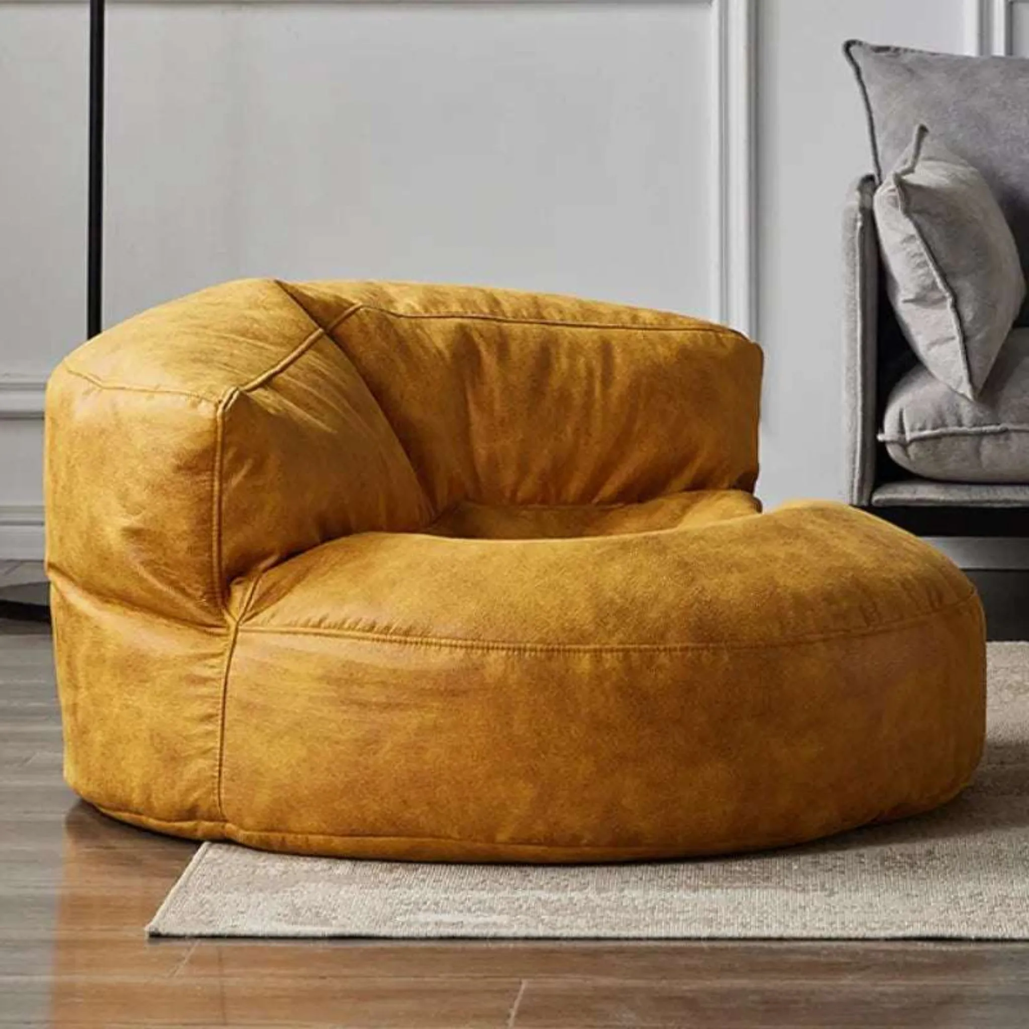 Leather Lazy Bean Bag Chair Cover