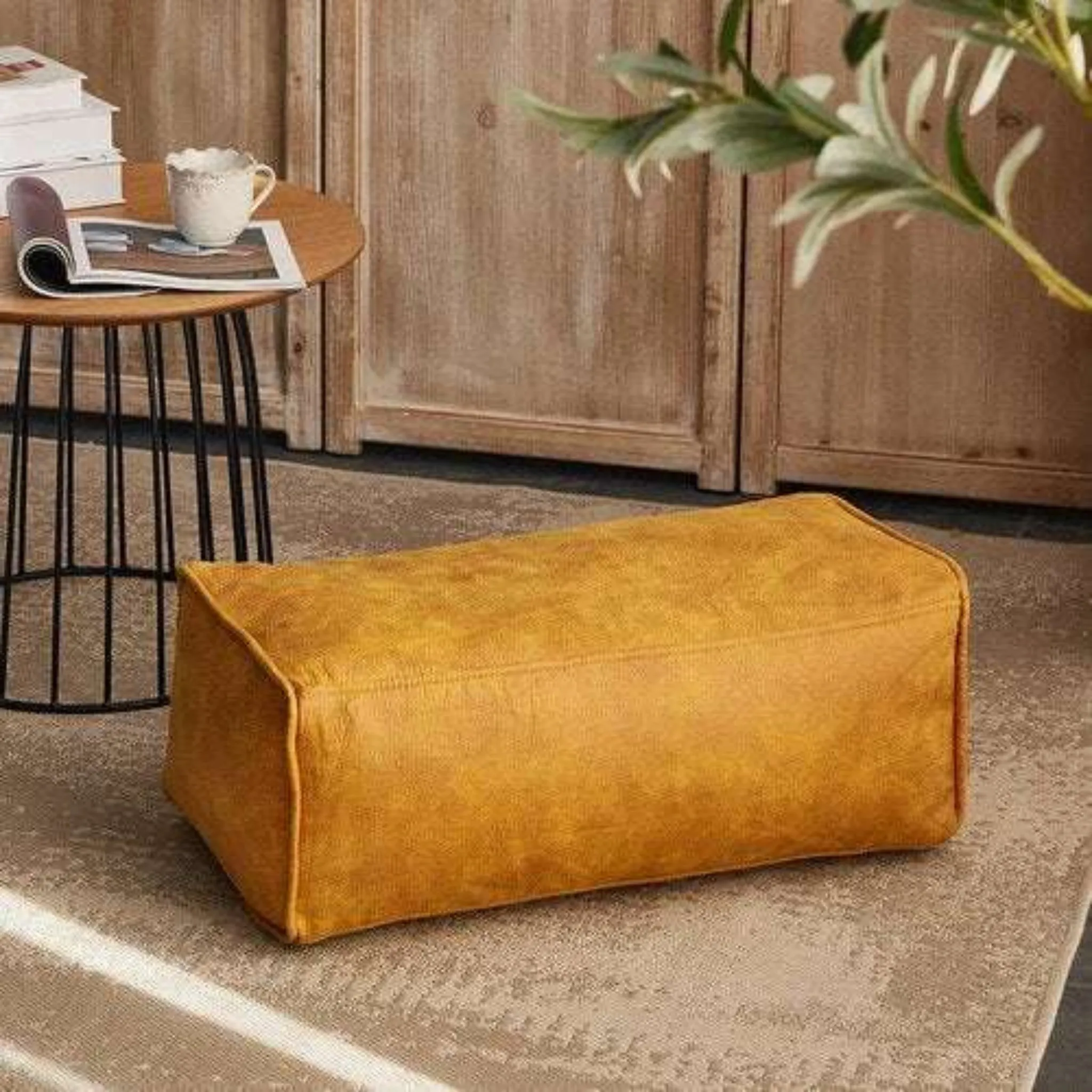 Leather Lazy Bean Bag Chair Cover