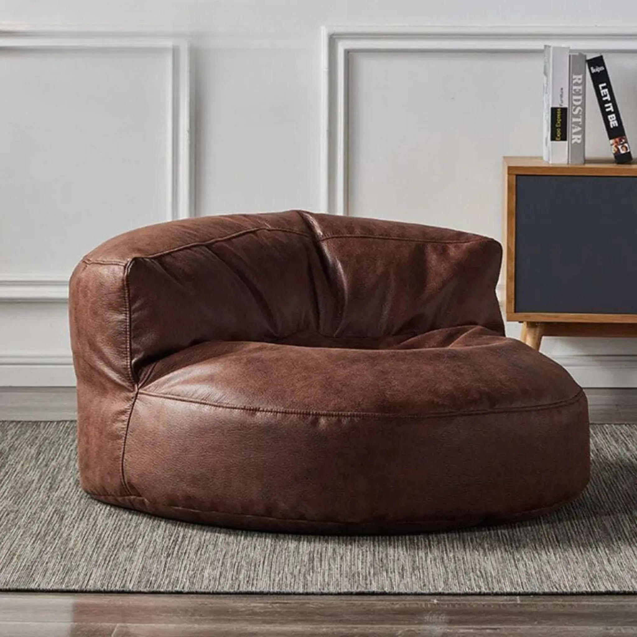 Leather Lazy Bean Bag Chair Cover