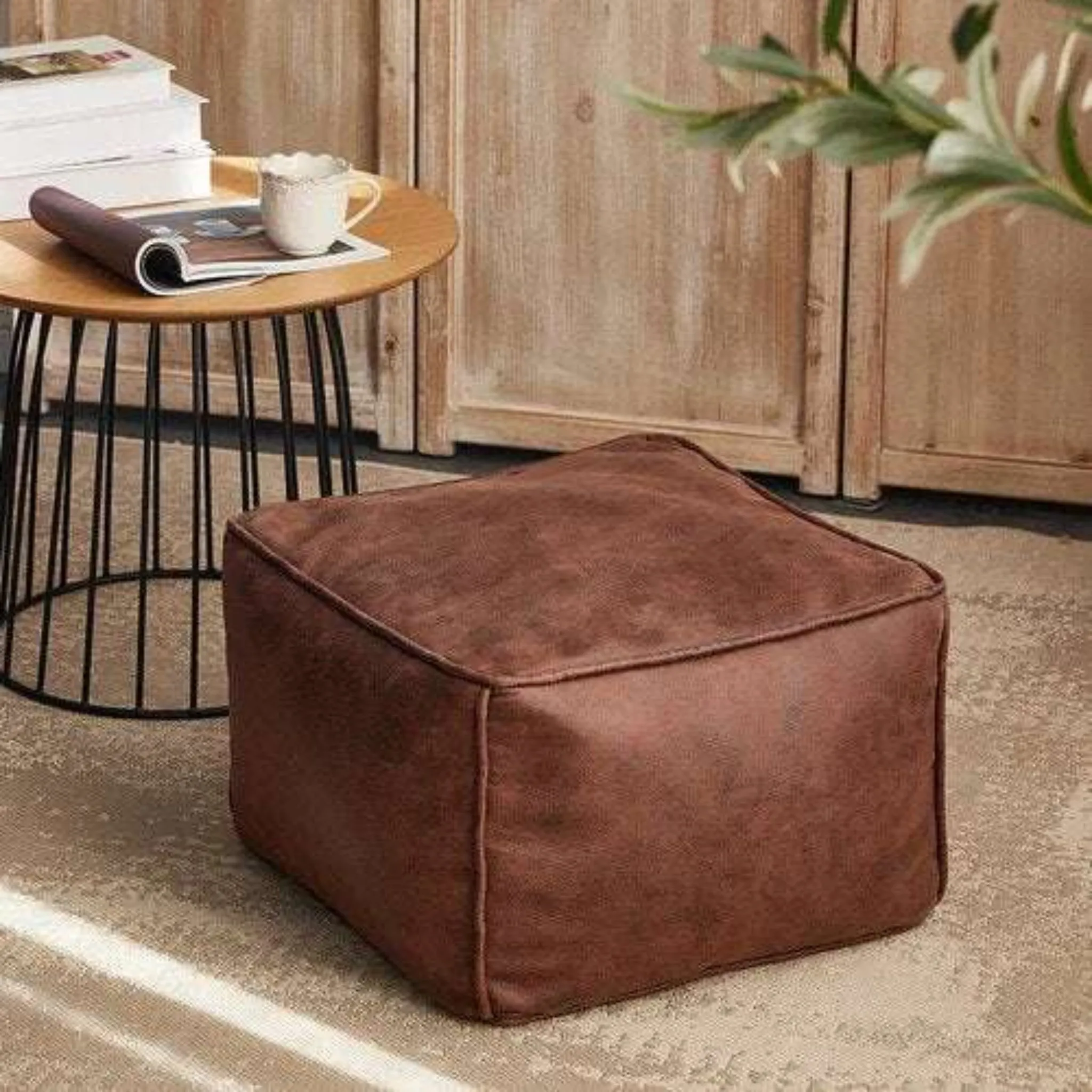 Leather Lazy Bean Bag Chair Cover