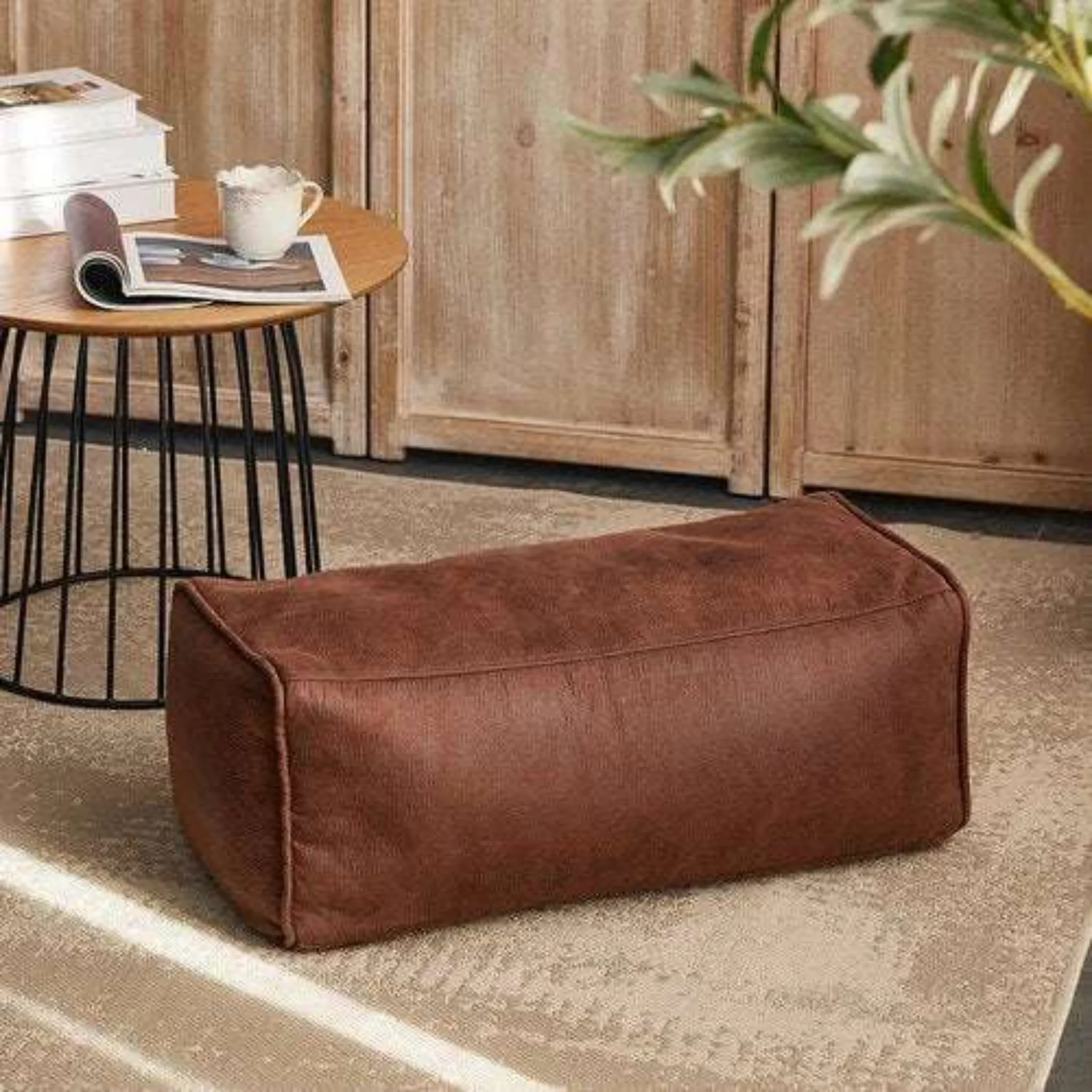 Leather Lazy Bean Bag Chair Cover