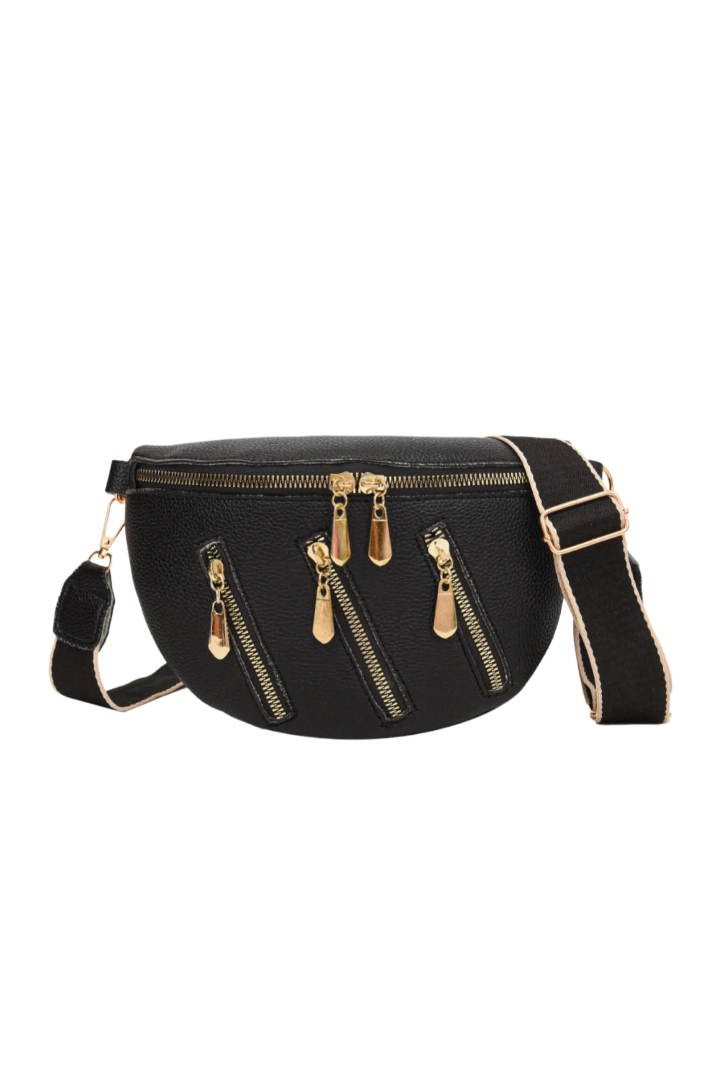 Leather Multi Zipper Shoulder Bag