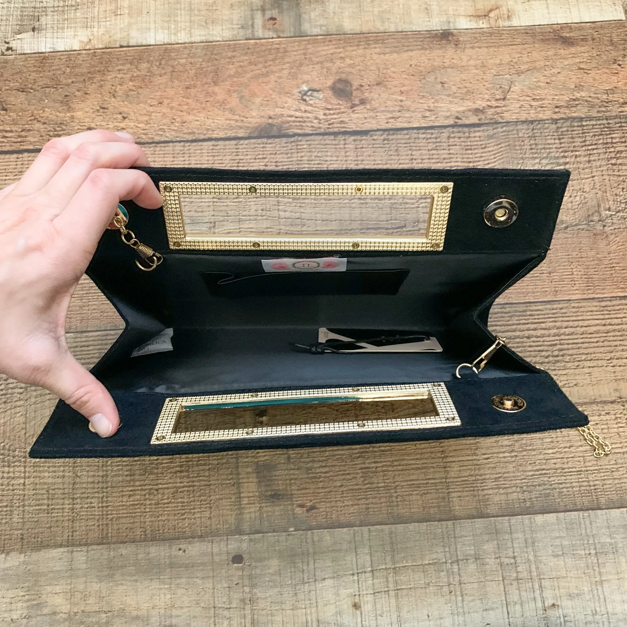 Lisi Lerch Black Suede Like Clutch Bag