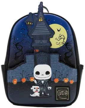 LOUNGEFLY NIGHTMARE BEFORE CHRISTMAS: JACK SKELLINGTON HOUSE MINI BACKPACK