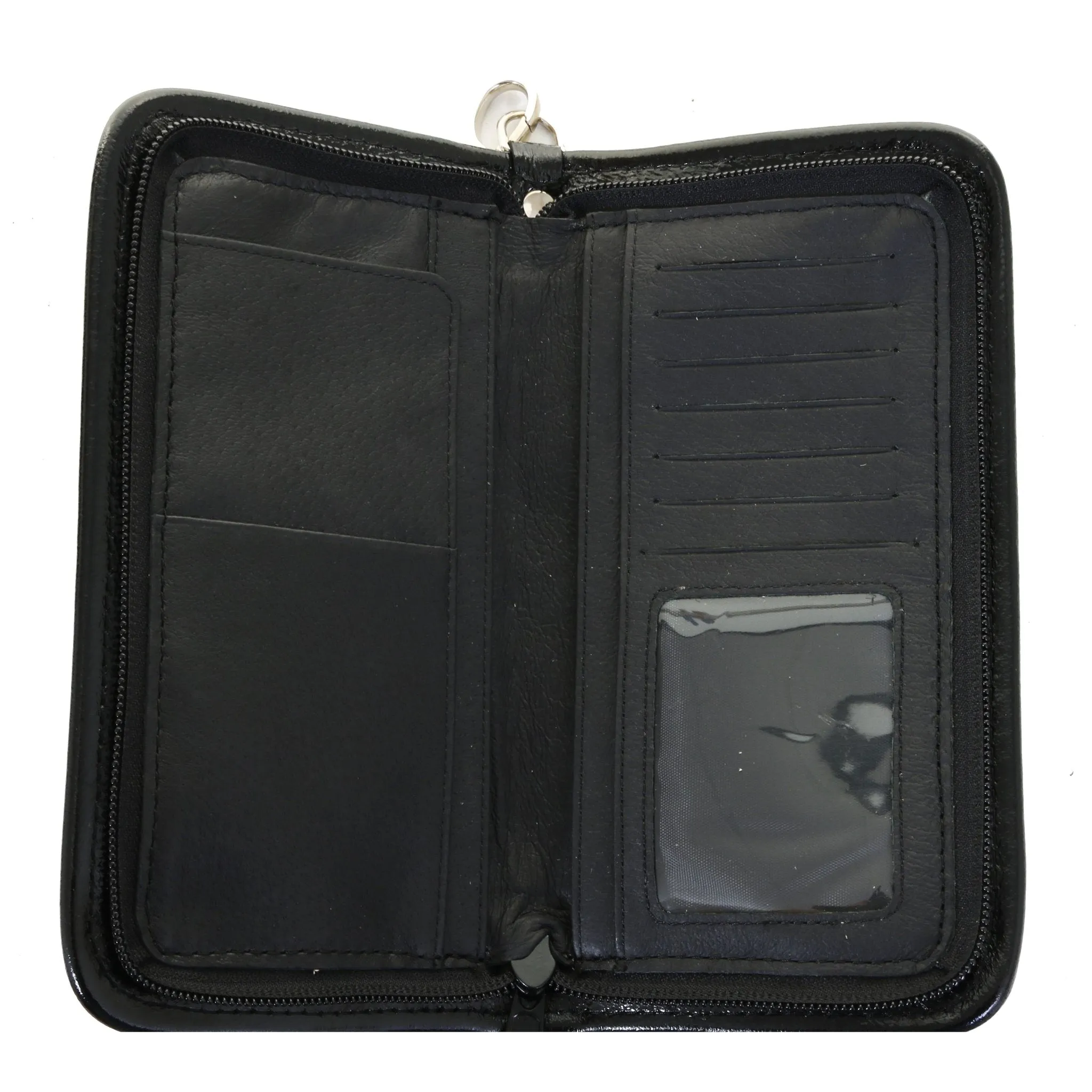 LZW59- Black & Lime Croc Zipper Wallet