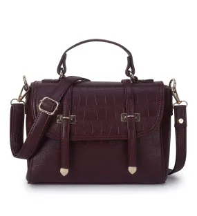 Maroon Croco Satchel Hand bag