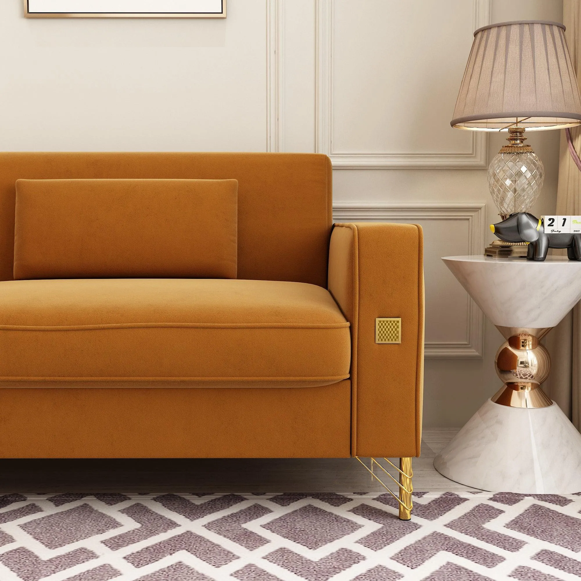 Modern Loveseat Sofa with Pillows