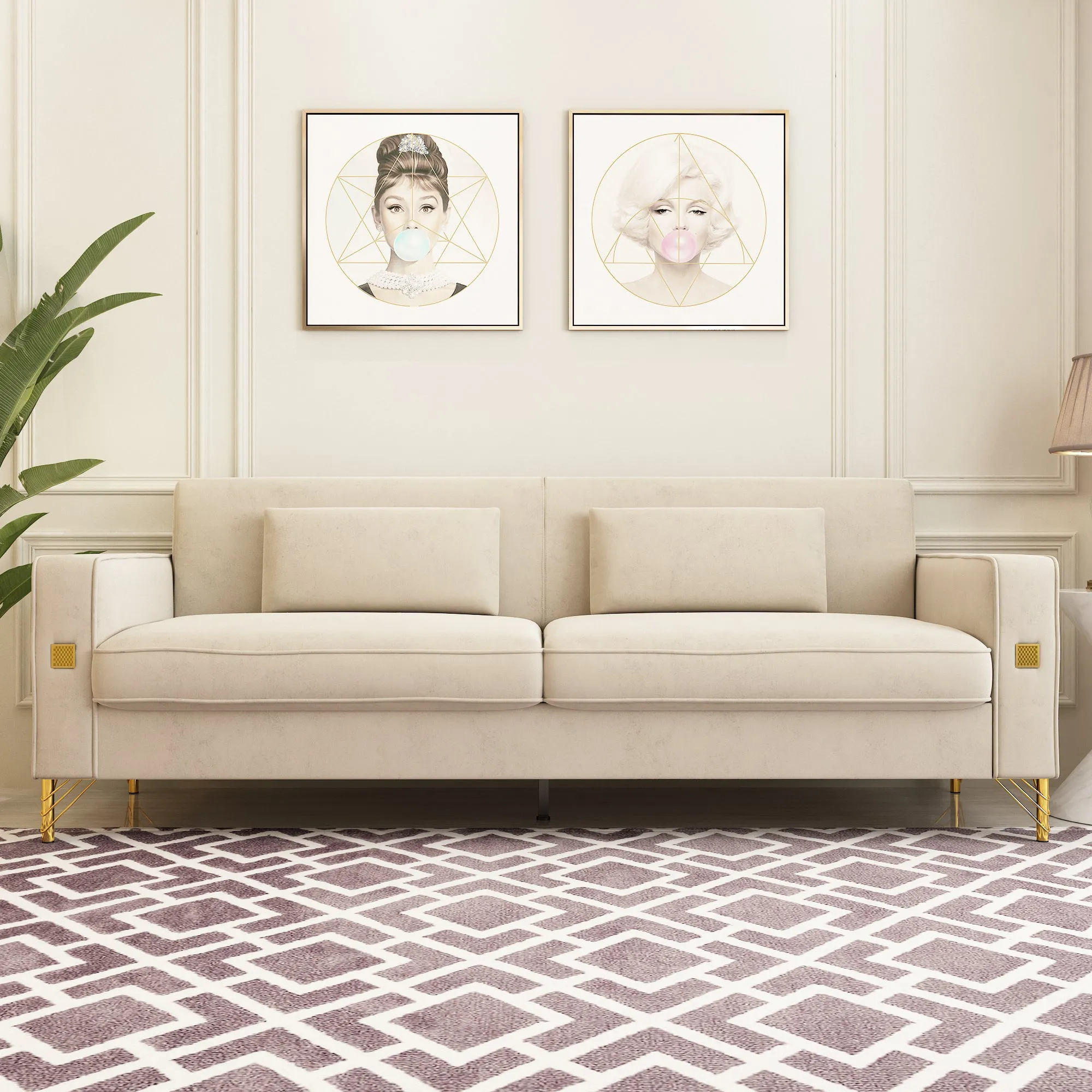 Modern Loveseat Sofa with Pillows