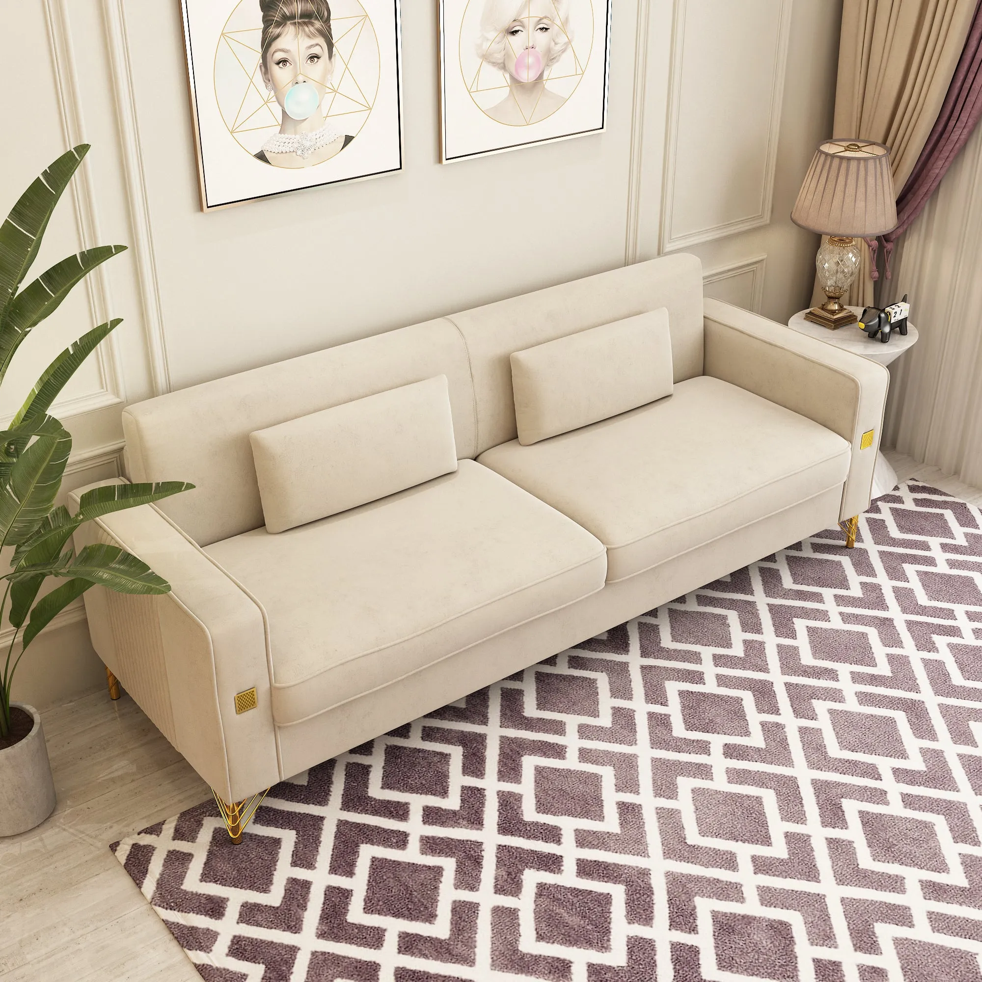 Modern Loveseat Sofa with Pillows