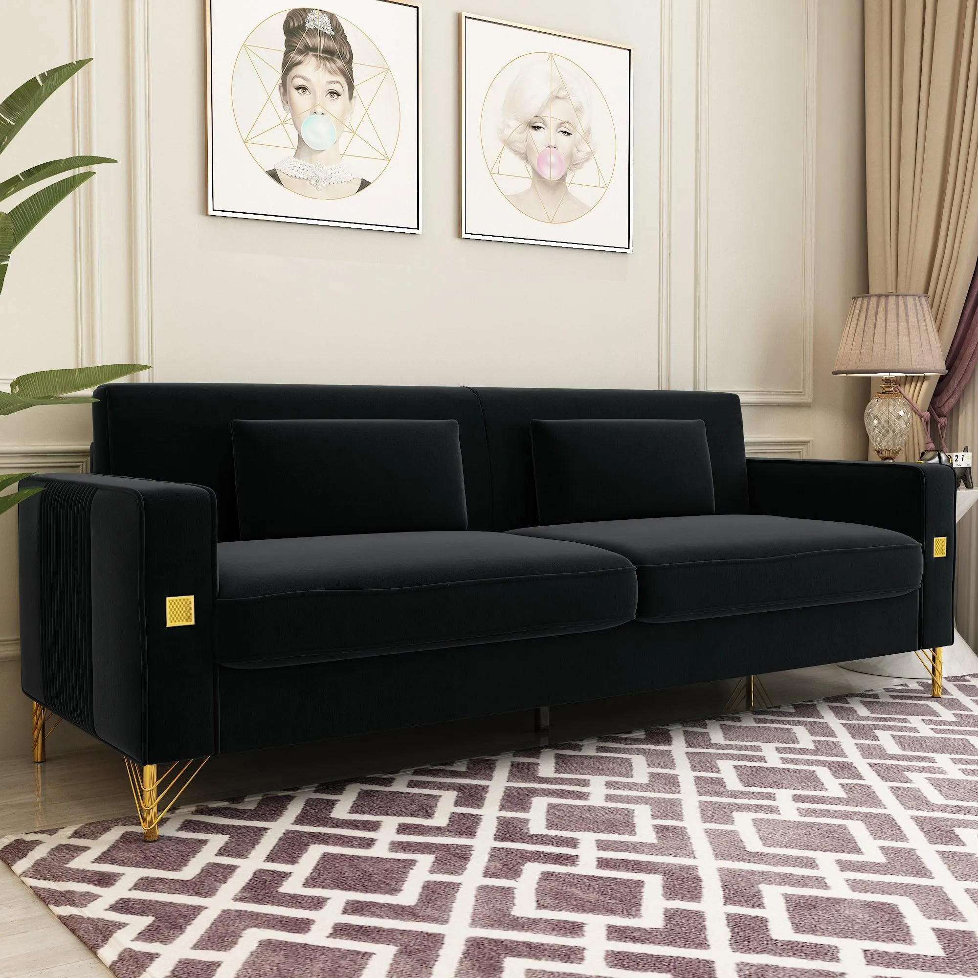 Modern Loveseat Sofa with Pillows