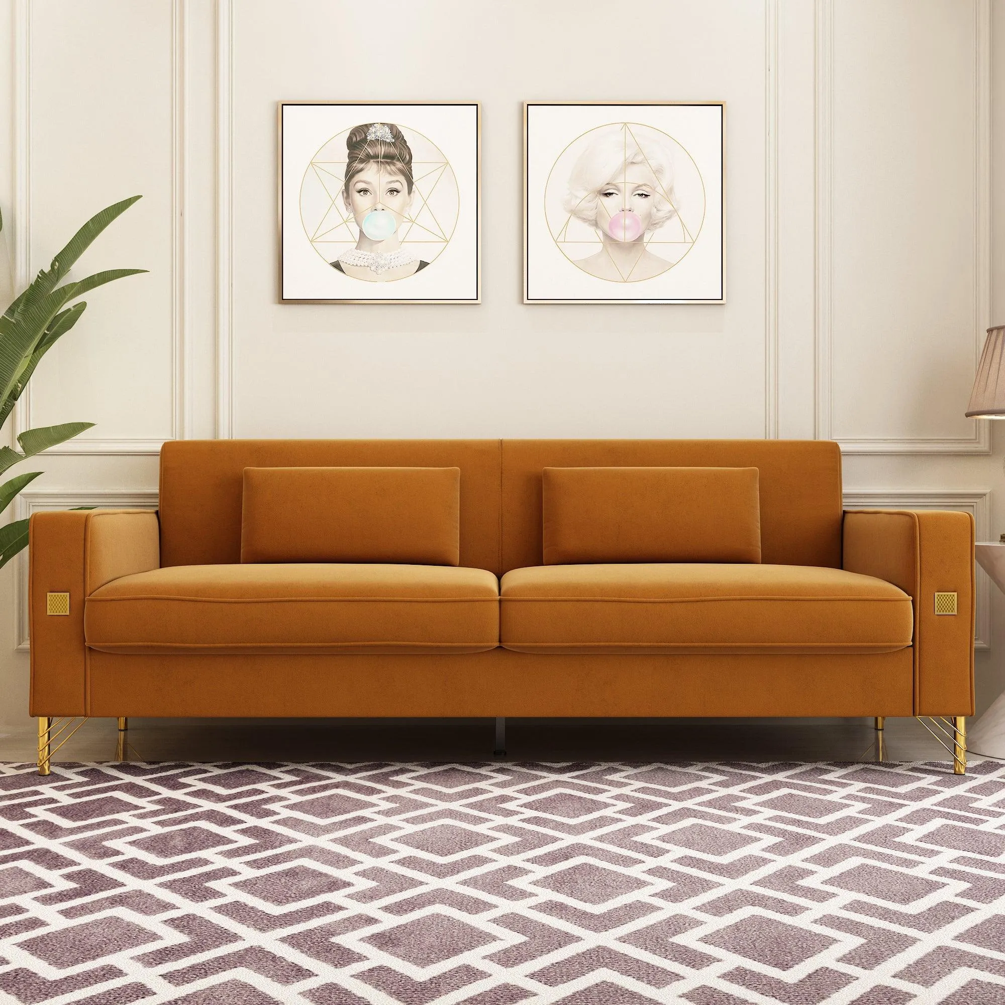 Modern Loveseat Sofa with Pillows