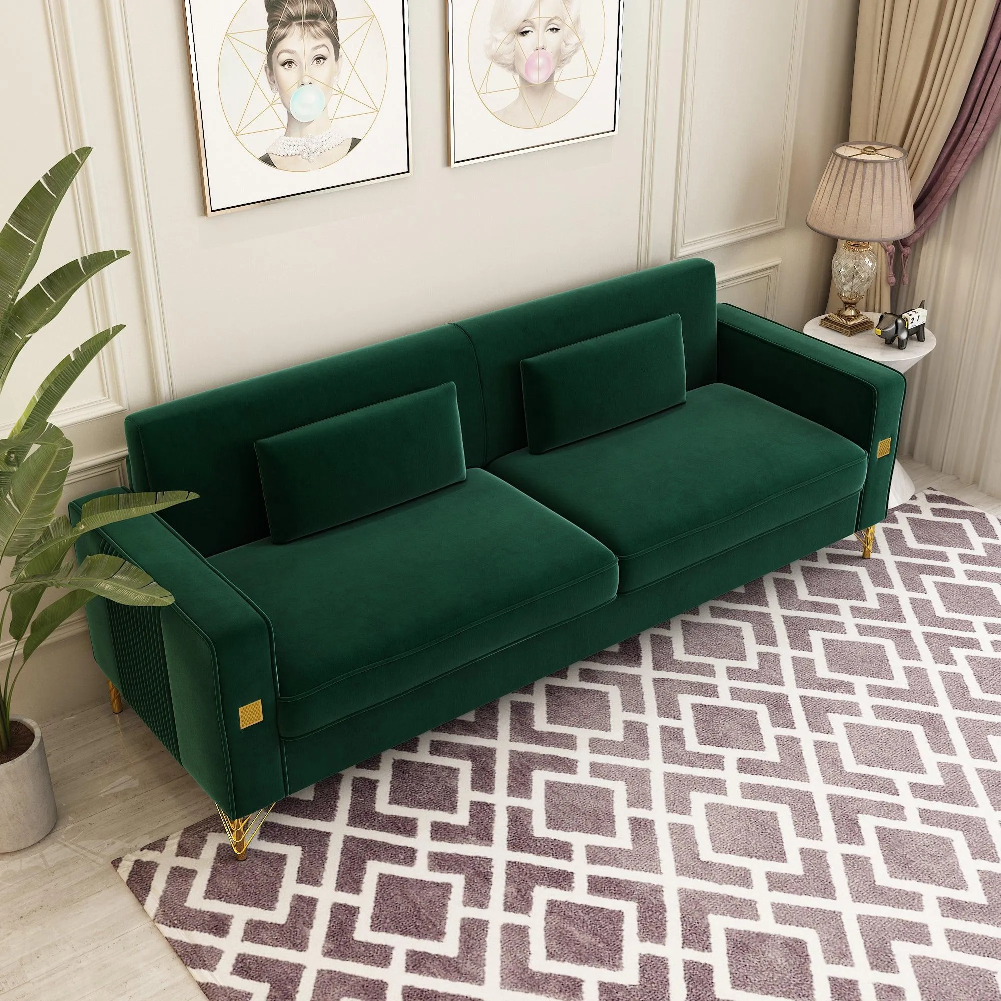 Modern Loveseat Sofa with Pillows
