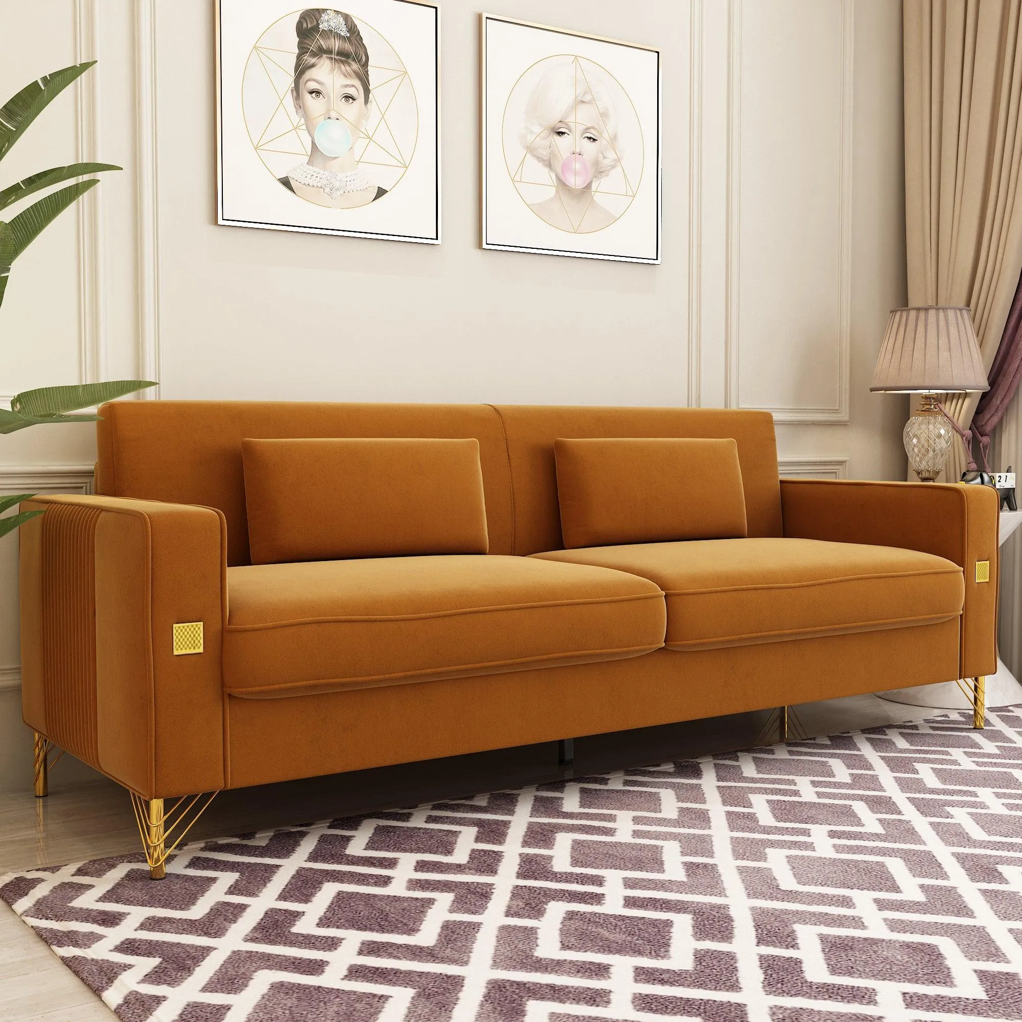 Modern Loveseat Sofa with Pillows