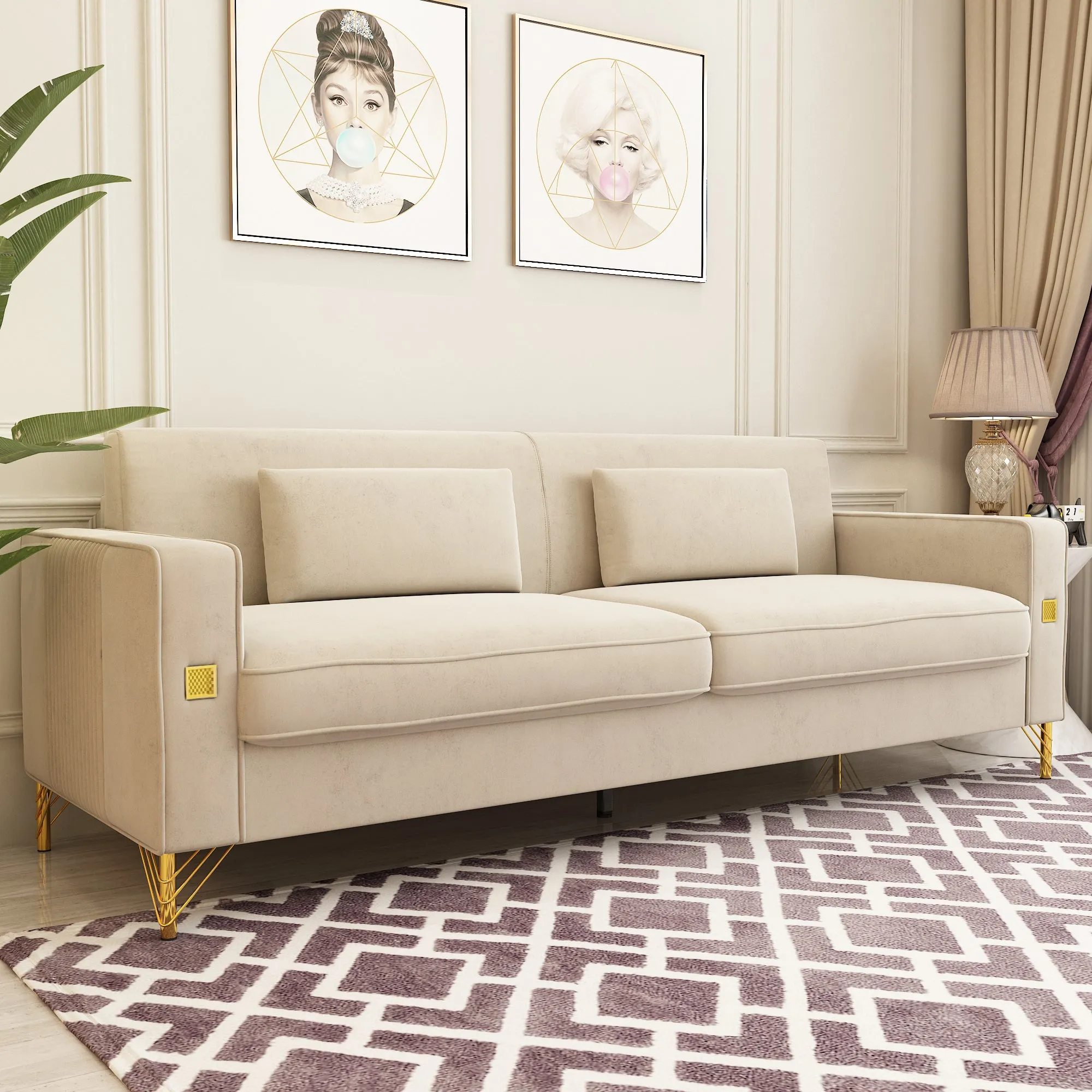 Modern Loveseat Sofa with Pillows