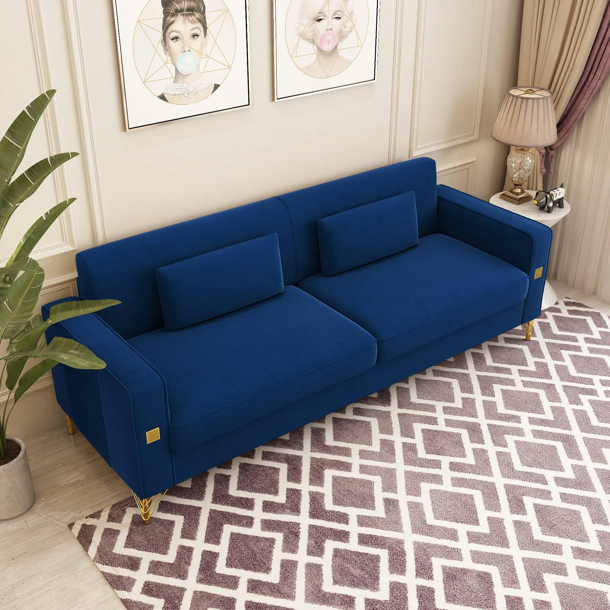 Modern Loveseat Sofa with Pillows