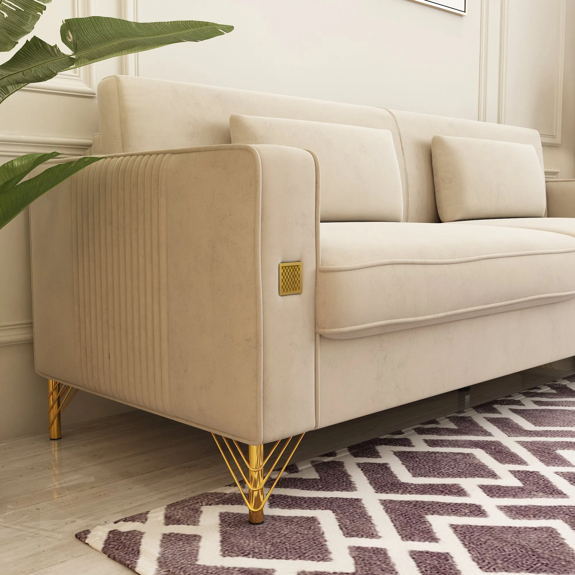 Modern Loveseat Sofa with Pillows