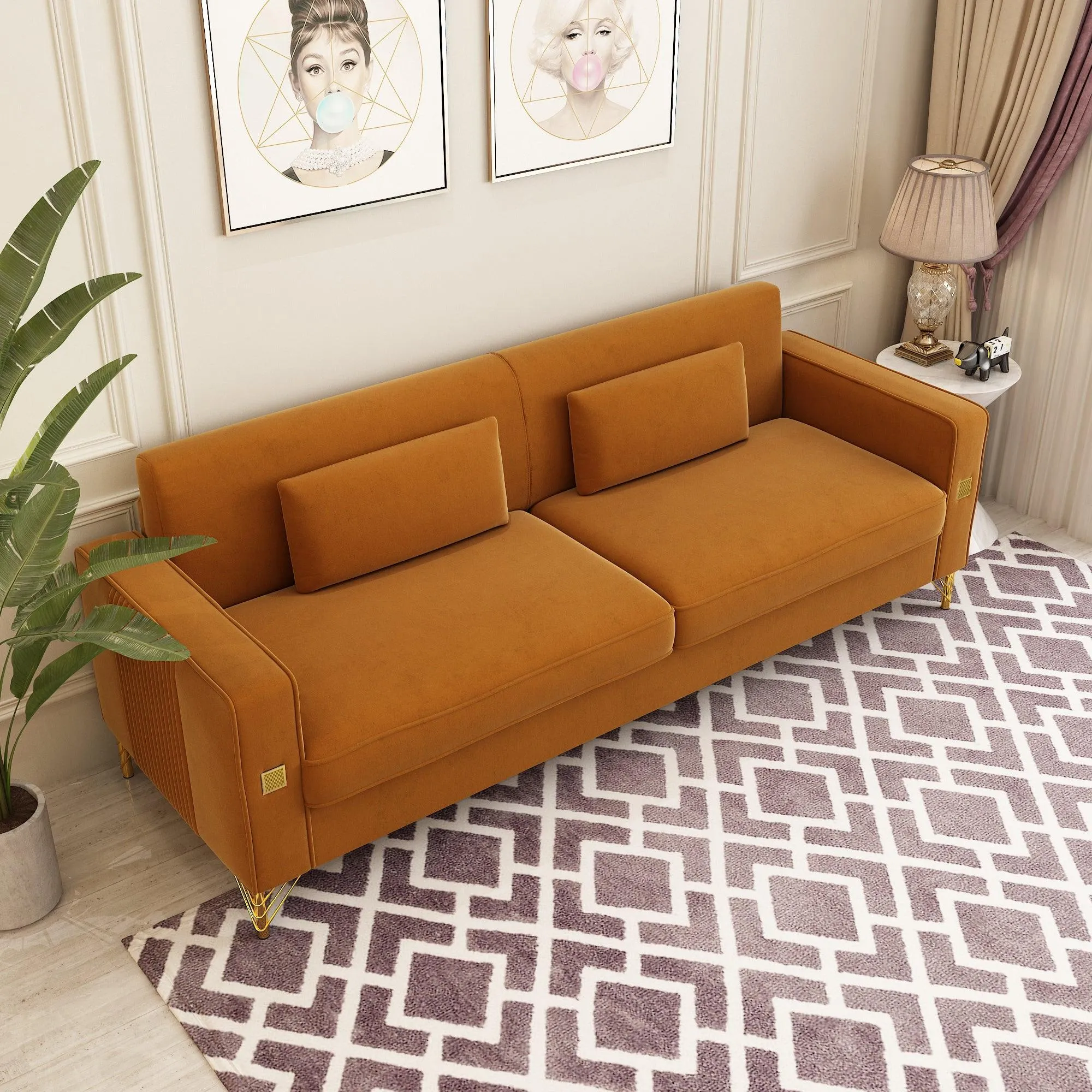Modern Loveseat Sofa with Pillows