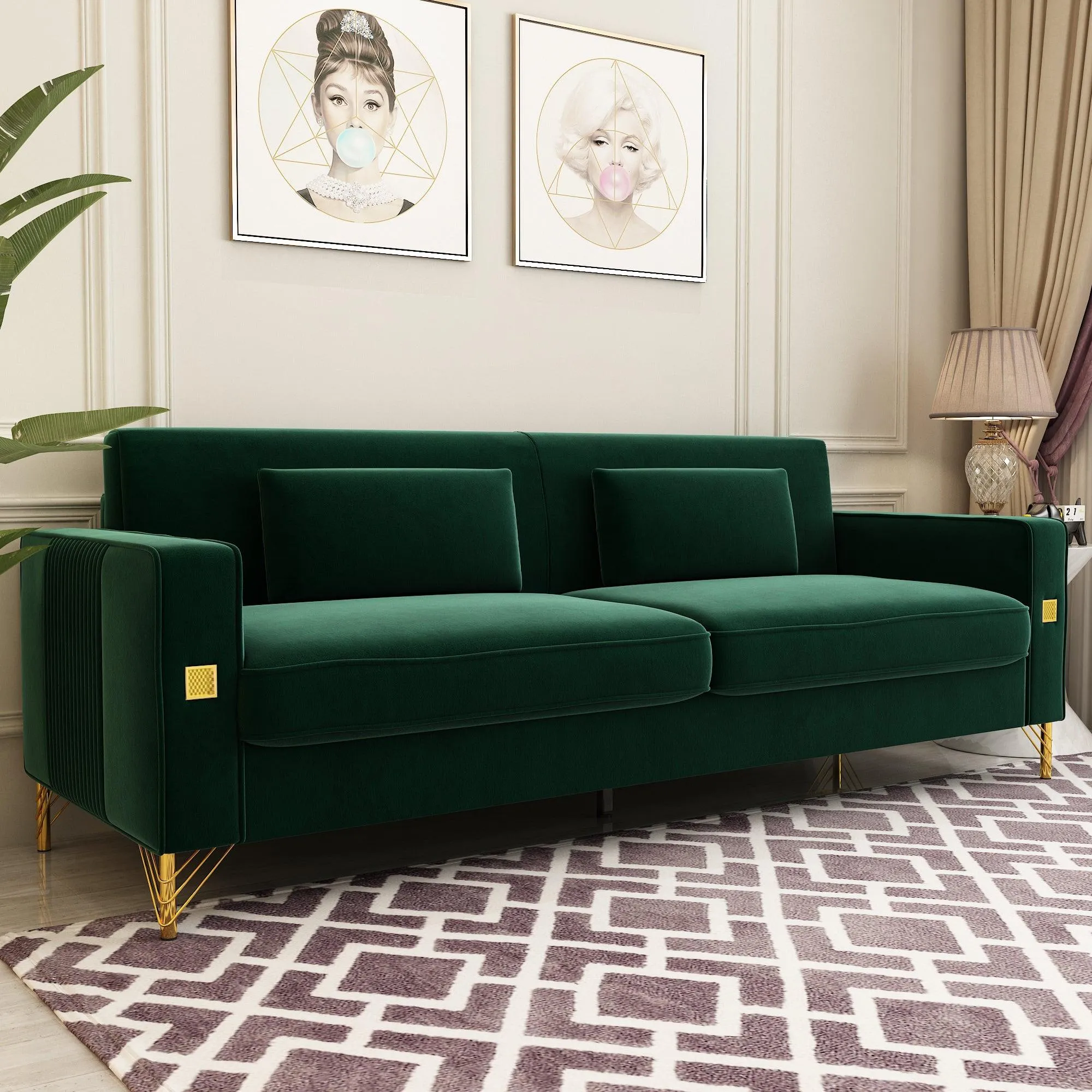 Modern Loveseat Sofa with Pillows