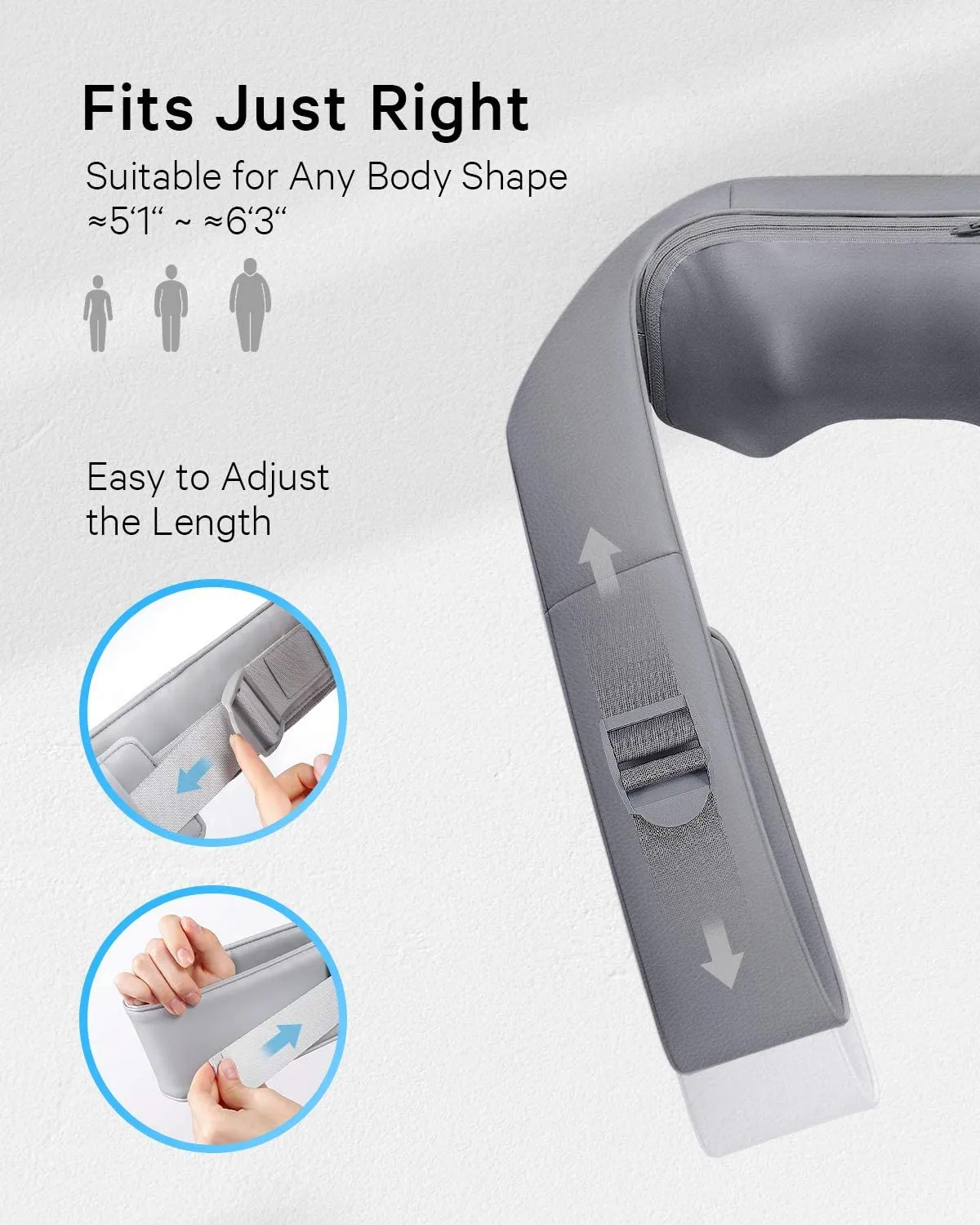Naipo Neck Back Massager with Adjustable Heat and Straps for Neck and Back, Shoulder, Foot and Legs (Deep Gray)