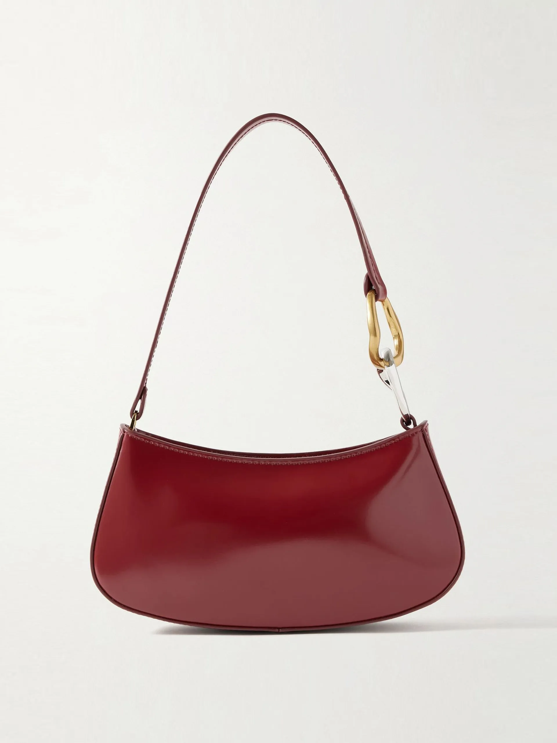 Ollie embellished glossed-leather shoulder bag