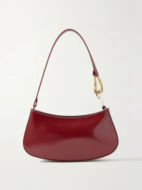 Ollie embellished glossed-leather shoulder bag