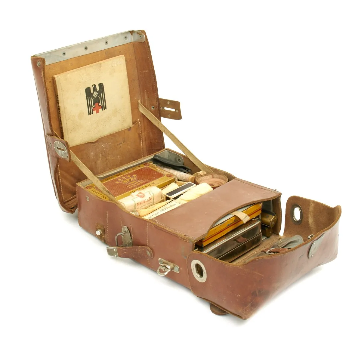 Original German WWII Field Medic First Aid Medical Set in Leather Medic Bag - Complete