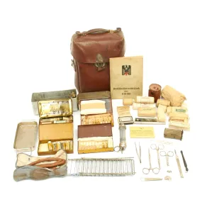 Original German WWII Field Medic First Aid Medical Set in Leather Medic Bag - Complete