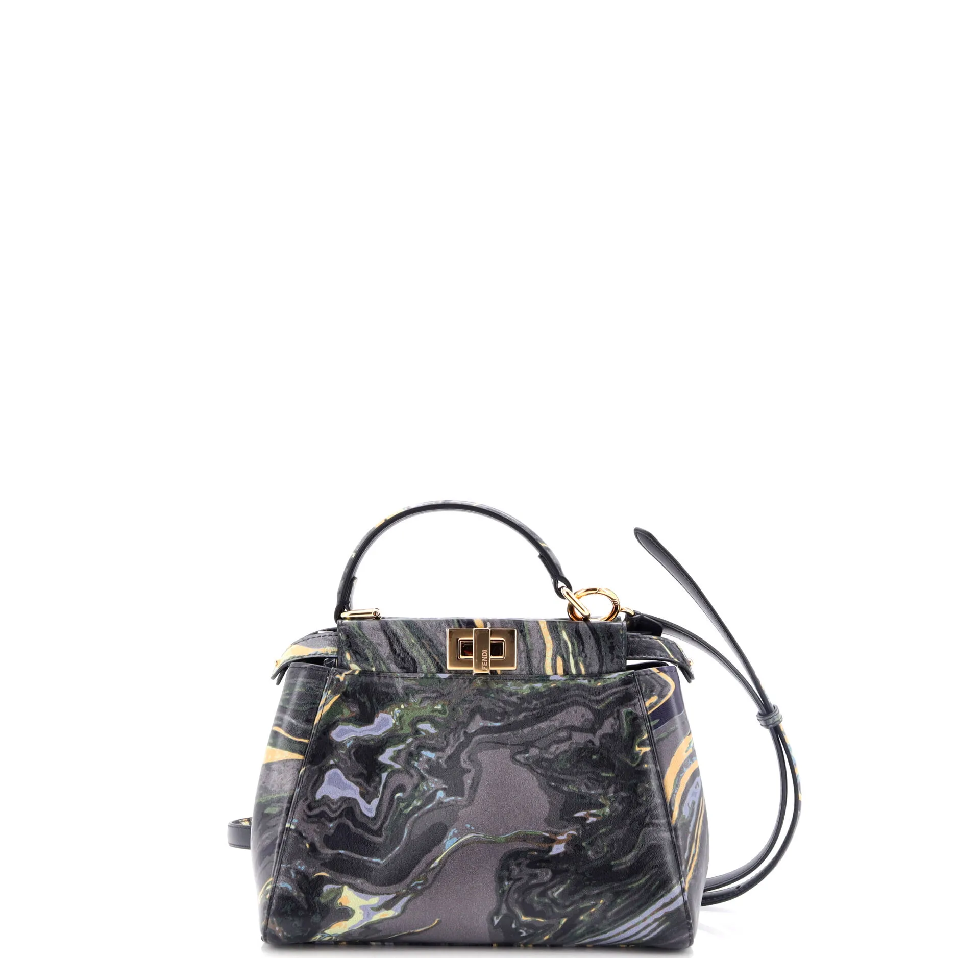 Peekaboo Bag Marble Print Leather Mini