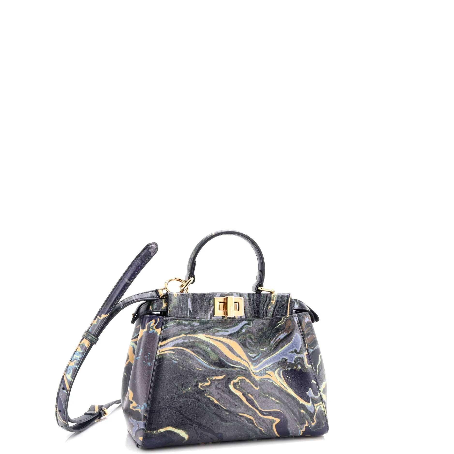 Peekaboo Bag Marble Print Leather Mini