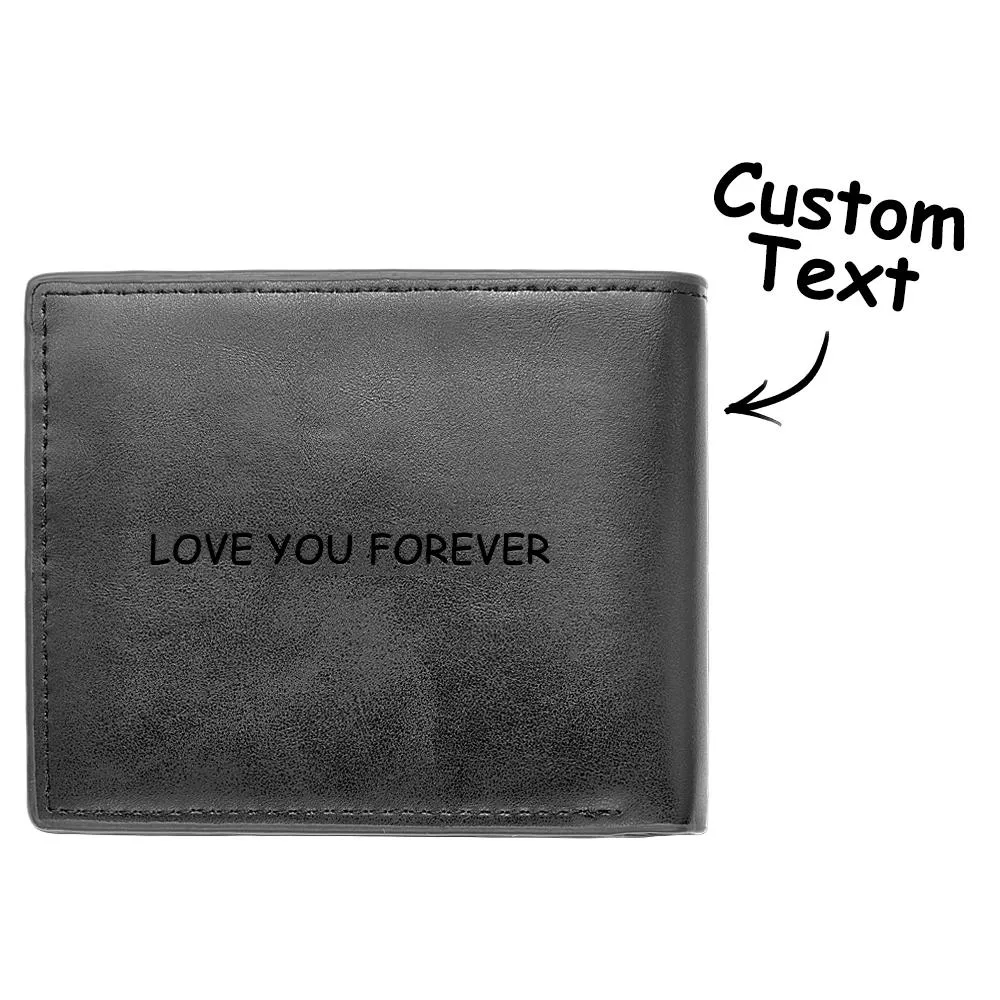 Personalized Gifts For Father's Day Photo Engraved Men's Flip Wallet Black