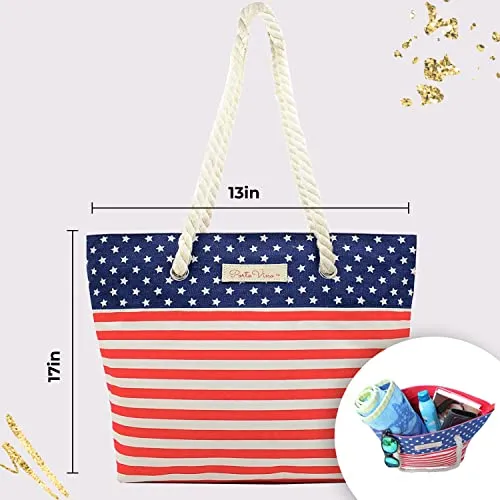 Portovino Canvas Beach Tote Wine Purse With Hidden Spout Holds 2 Bottles Usa