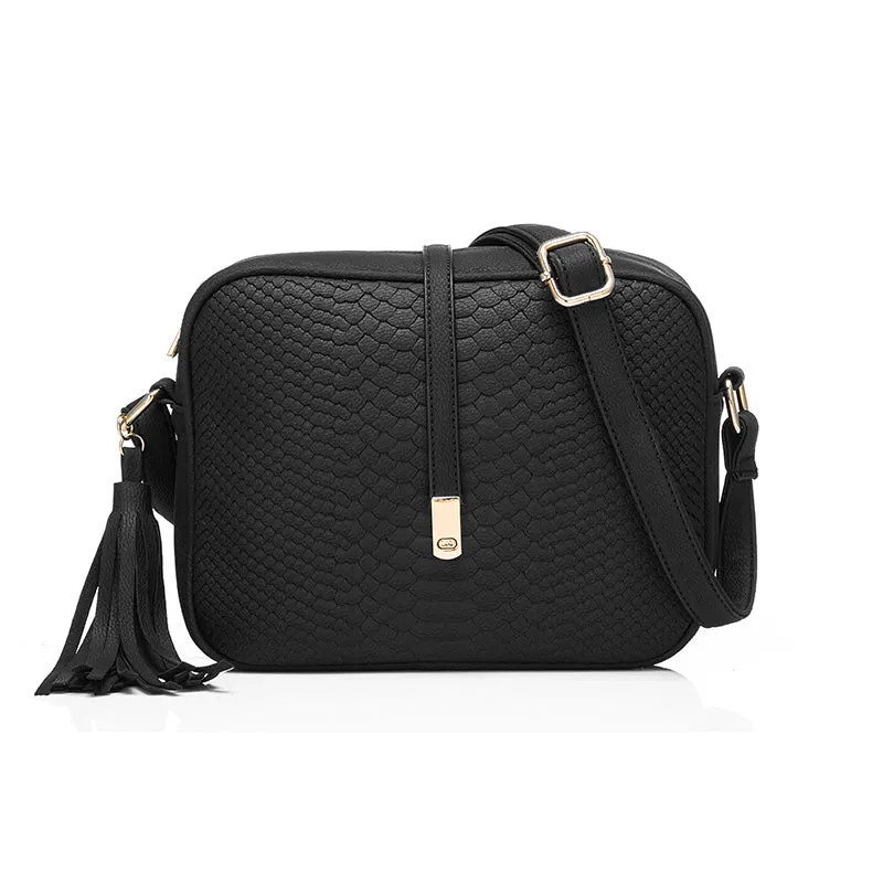 PU Leather Small Shoulder Bag with Tassel