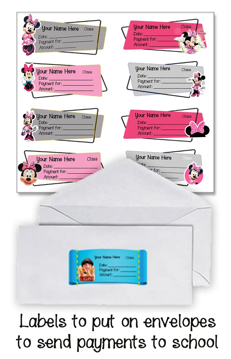 ""Minnie Mouse" School labels packs