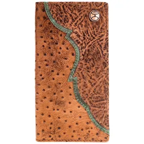 "Sawyer" Ostrich Print Brown/Turquoise Rodeo Wallet
